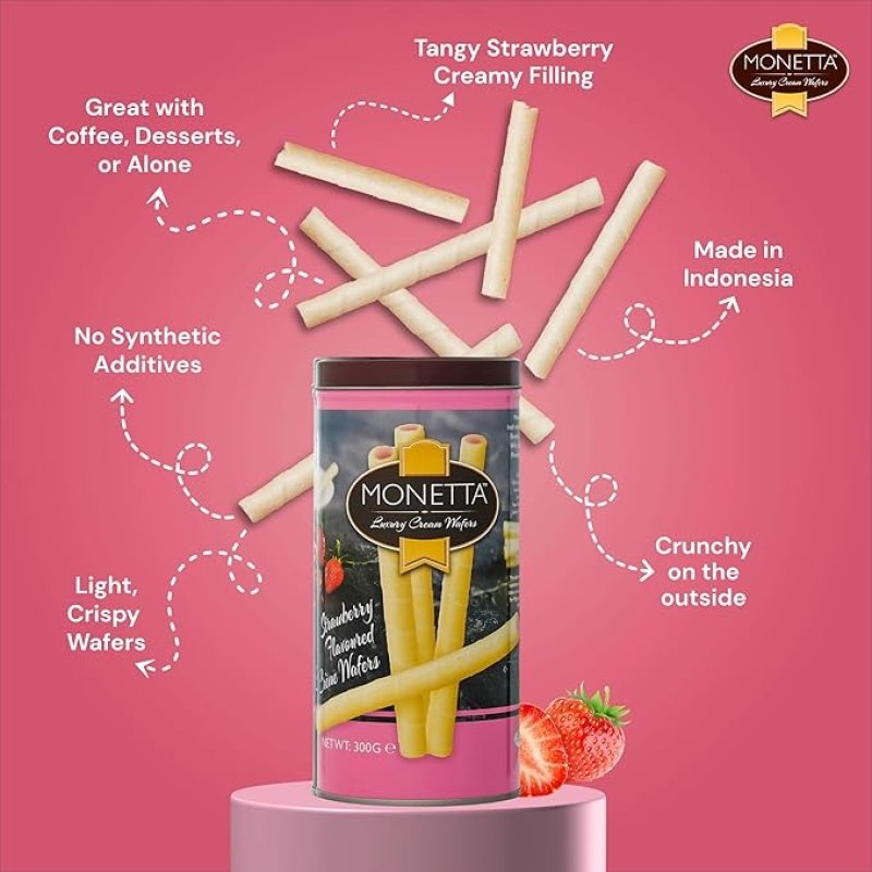 Monetta	Wafer Sticks - Strawberry - Image 2